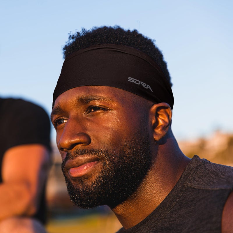 Suddora Solid Color Wide Headband/Sweatband - Workout, Football, Soccer, Yoga (Black) - Image 4